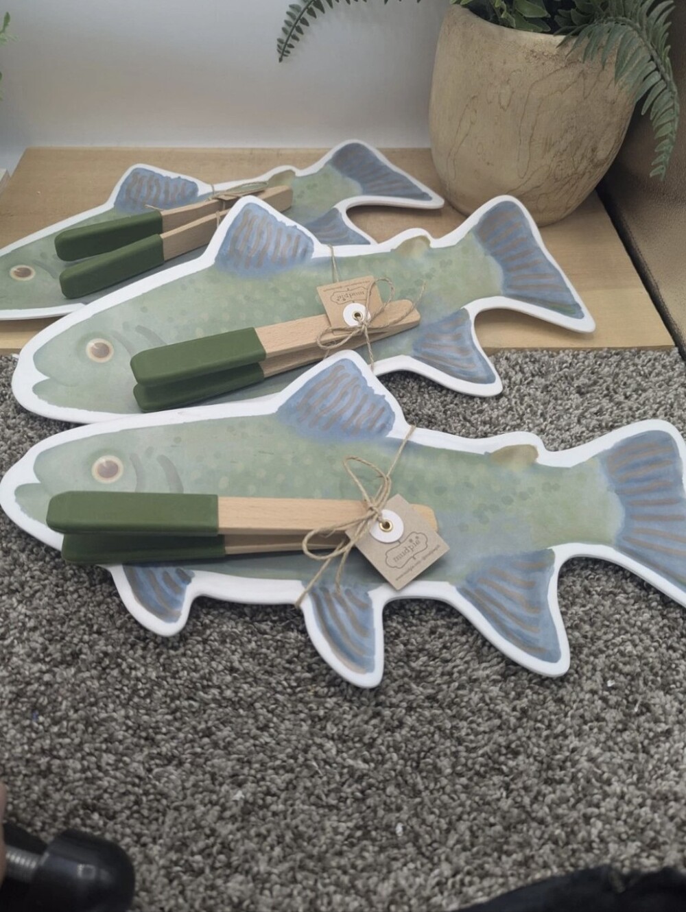 Mud Pie Fish Platter Set Of 3 Thongs Included